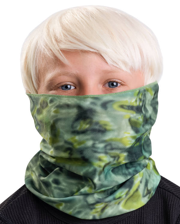 Kids Reusable Sun Protection Cloth Face Mask UPF 50+ | Aqua Design: Green  Bayou Face Mask