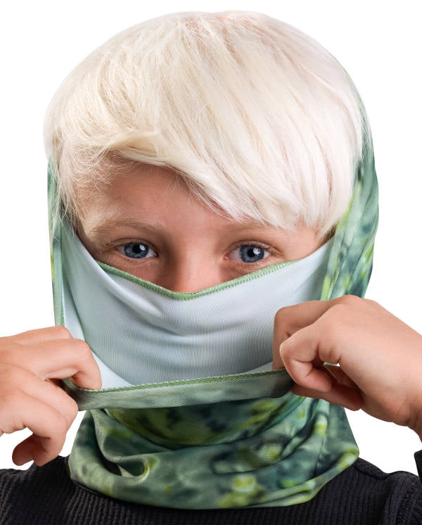 Kids Reusable Sun Protection Cloth Face Mask UPF 50+ | Aqua Design: Green Bayou Double Layer Face Mask