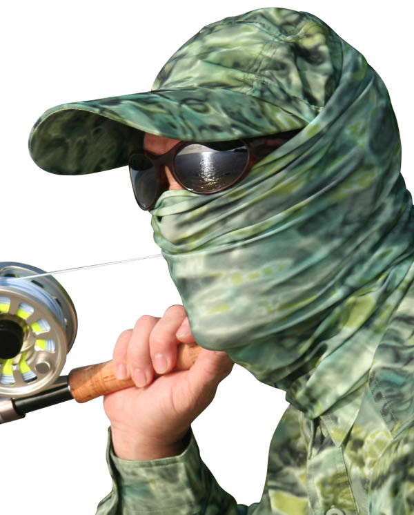 Aqua Design Mens Sun Protection Face Mask UPF 50+ Camo Tube, Green Bayou