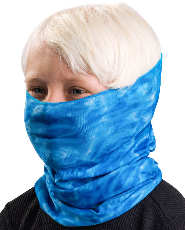 Kids Reusable Sun Protection Cloth Face Mask UPF 50+ | Aqua Design: Royal Ripple Face Mask