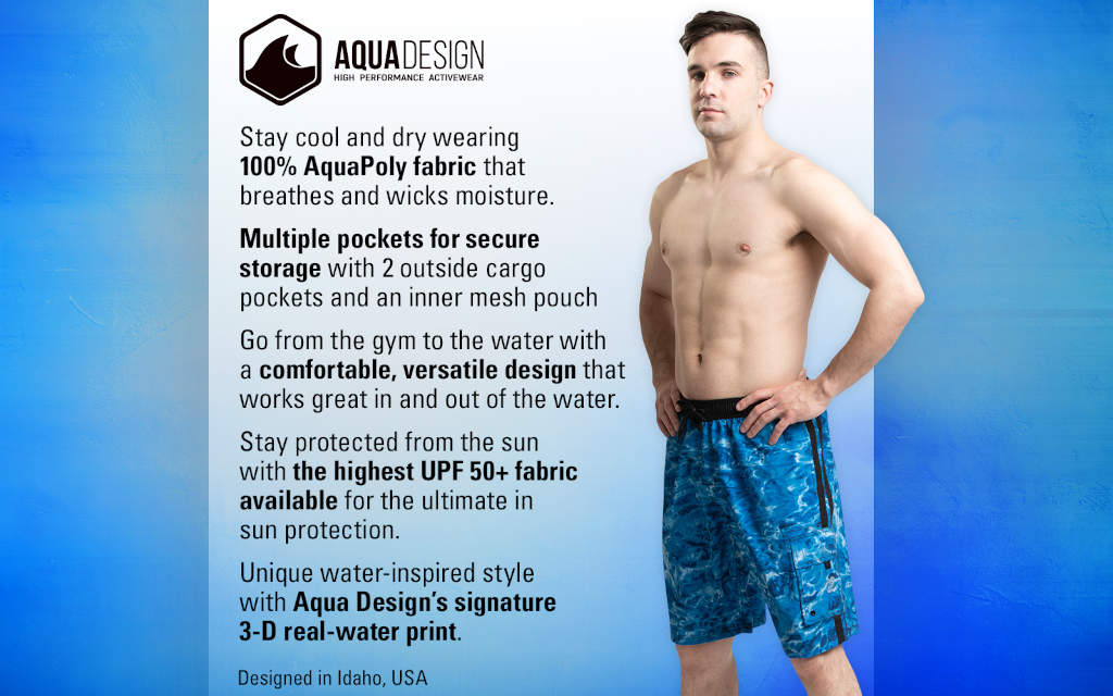 Aqua Design Mens Swim Trunks Board Shorts, Royal Ripple
