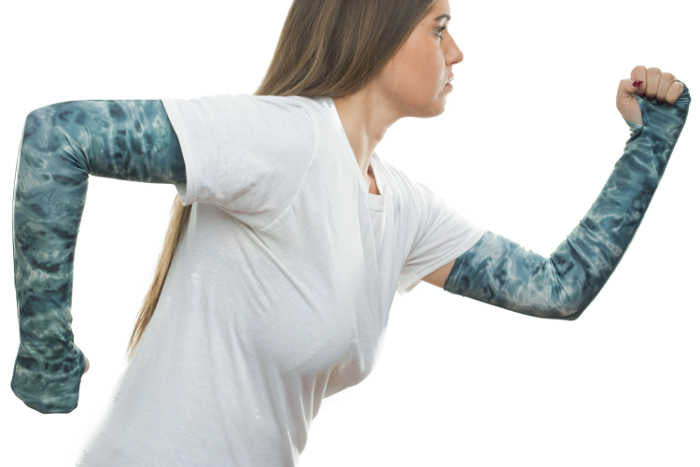 Aqua Design Womens Arm Hand UV Protection Long Sun Sleeves, Misty Sky