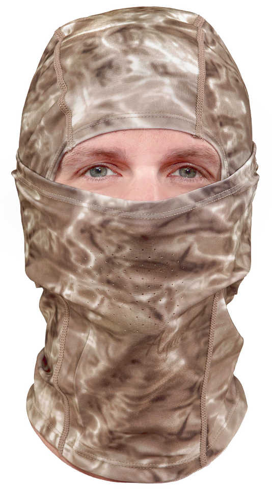 Aqua Design UPF 50+ Sun Protective Balaclava for Men, Size Adjustable Camo Face Mask, Pacific Sand