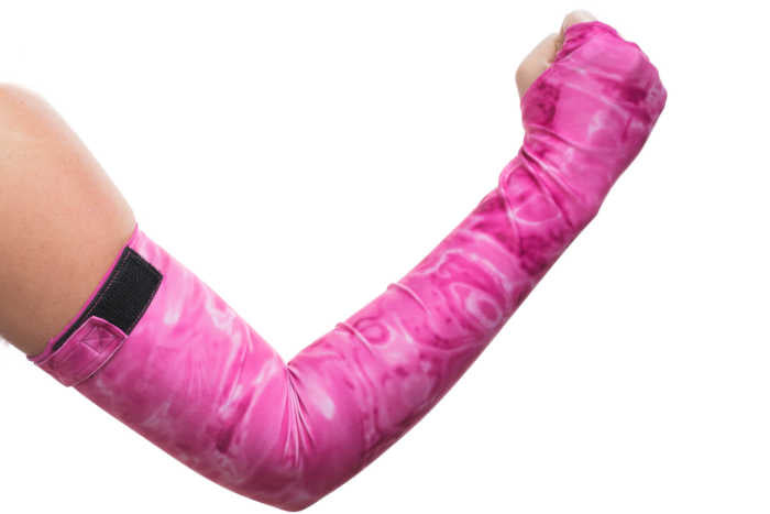 Aqua Design Womens Arm Hand UV Protection Long Sun Sleeves, Pink Water