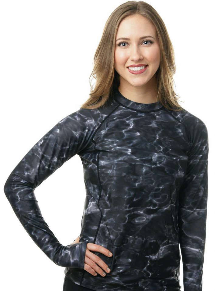 Beach Collection,Rash Guards,Sun Protection,Swimwear,Women's - Women's Long Sleeve UPF 50+ Sun Protection Rash Guard Surf Shirt Black